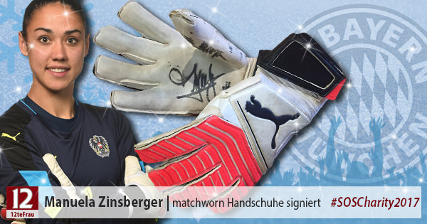 Signierte matchworn Torfrauhandschuhe von Manuela Zinsberger (FC Bayern München)