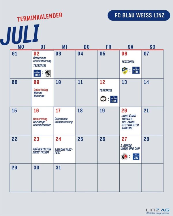 Unsere Termine im Juli!  #blauweisslinz #blauweiss #linz #bwlinz #fcbwl #stahlstadtklub #magischerfc #zusammenderV #AdmiralBL.jpg