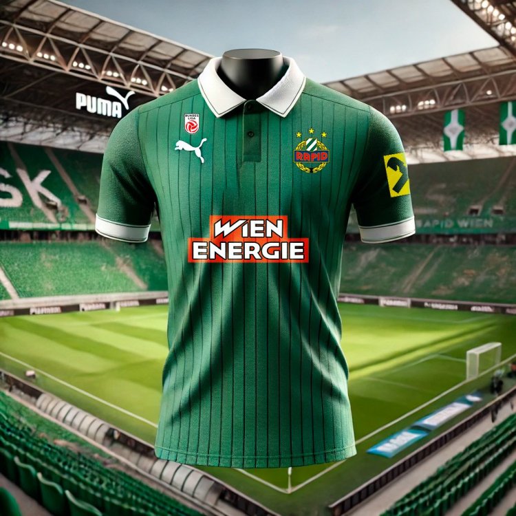 DALL·E-2025-04-29-08.56.13---A-photorealistic-football-jersey-for-SK-Rapid-Wien,-designed-by-Puma.-The-jersey-is-the-home-kit-in-green-(Pantone-3415-CV)-with-white-accents.jpg